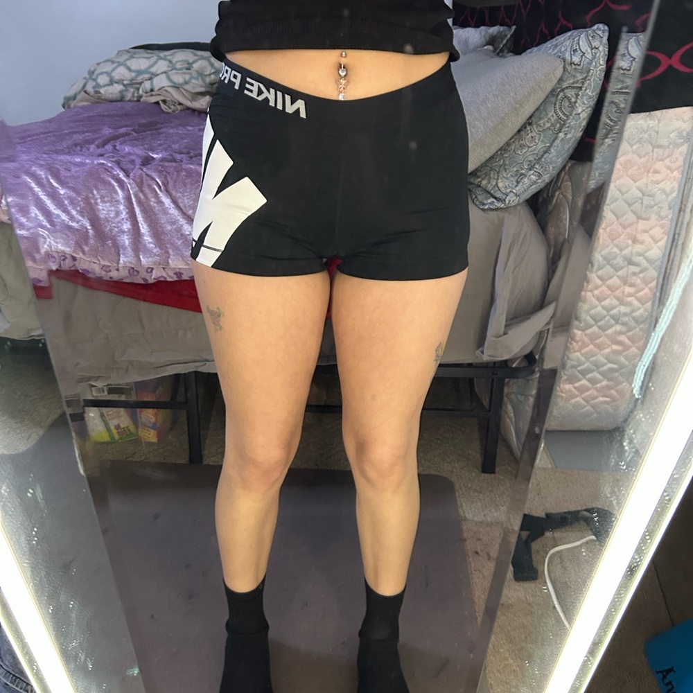 Nike Women's Black and White Athletic Shorts